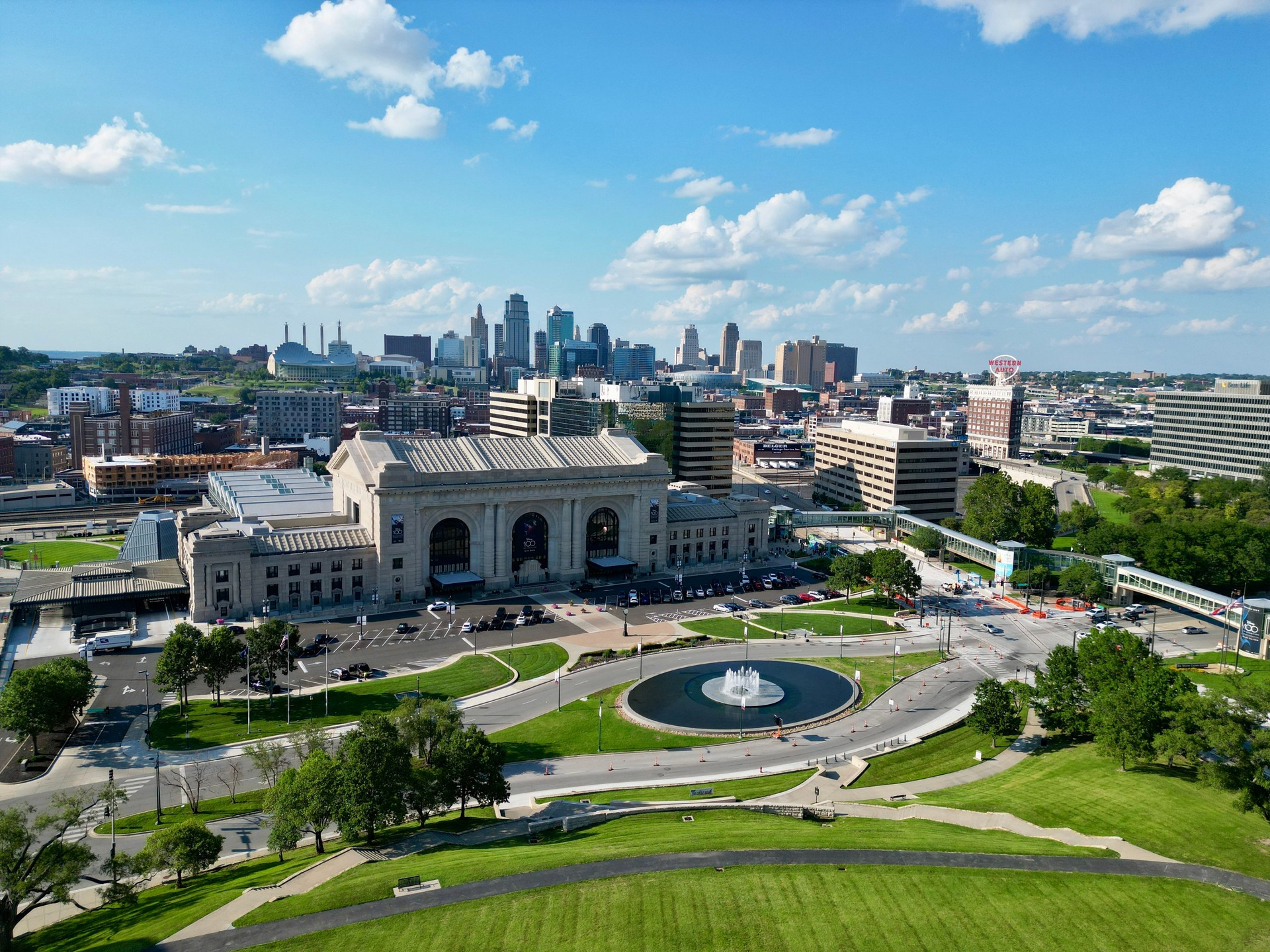 aerial view of union station in kansas city
